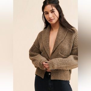 NWT Free People Jackson Knit Cardigan Brown/Pinecone